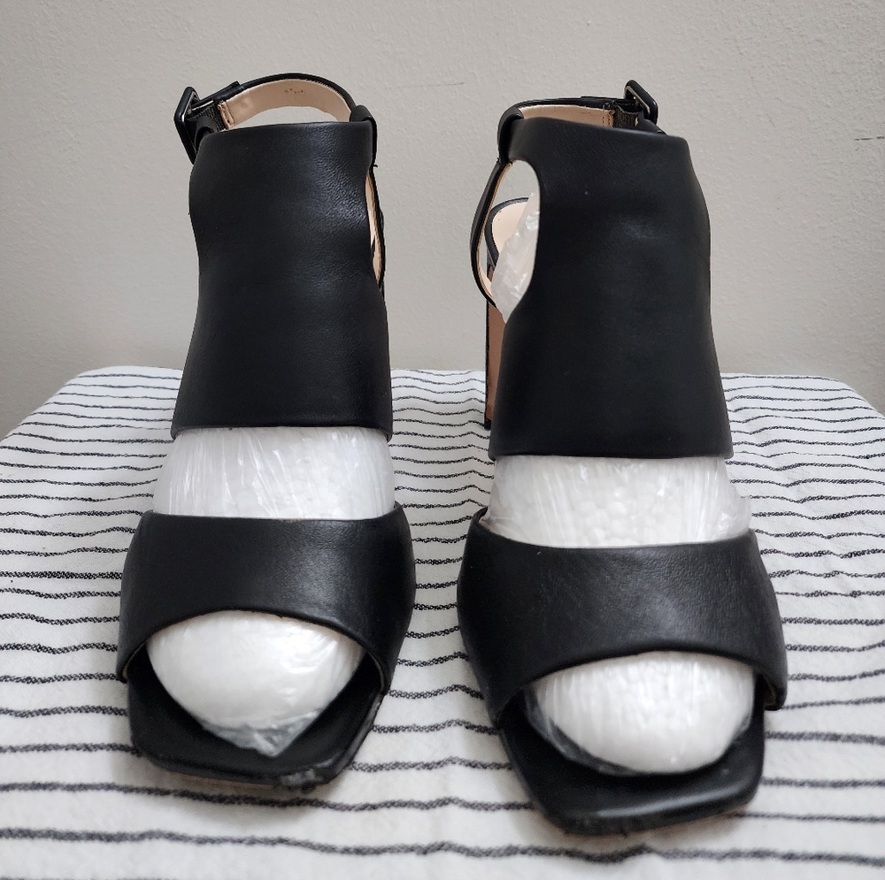 Enzo Angiolini Chic Black Open-Toe Heels - Picture 2 of 11